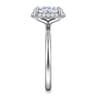 Seattle - 14K White Gold Oval Hidden Halo Diamond Engagement Ring - 0.1 ct