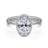 Seattle - 14K White Gold Oval Hidden Halo Diamond Engagement Ring - 0.11 ct