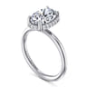 Seattle - 14K White Gold Oval Hidden Halo Diamond Engagement Ring - 0.11 ct
