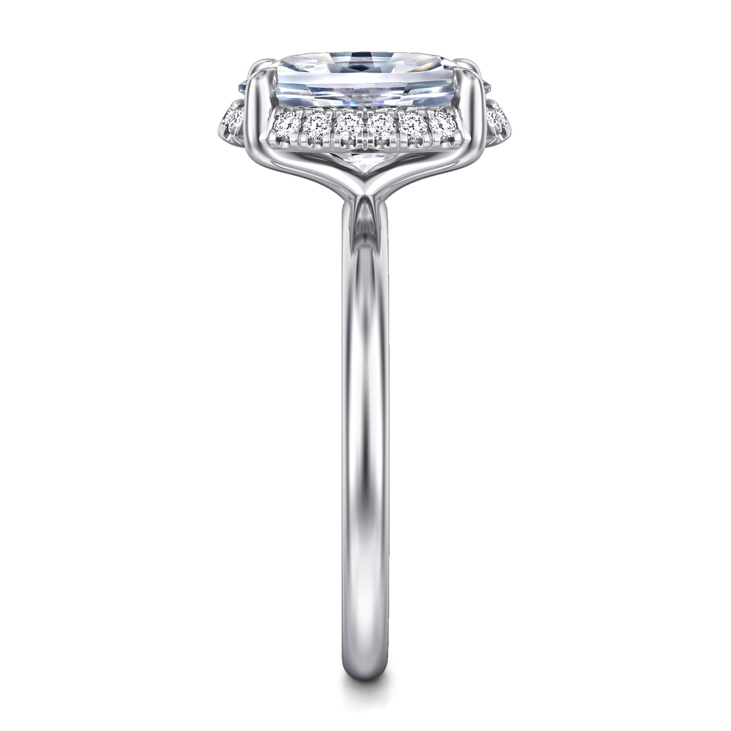Seattle - 14K White Gold Oval Hidden Halo Diamond Engagement Ring - 0.11 ct - Shot 4