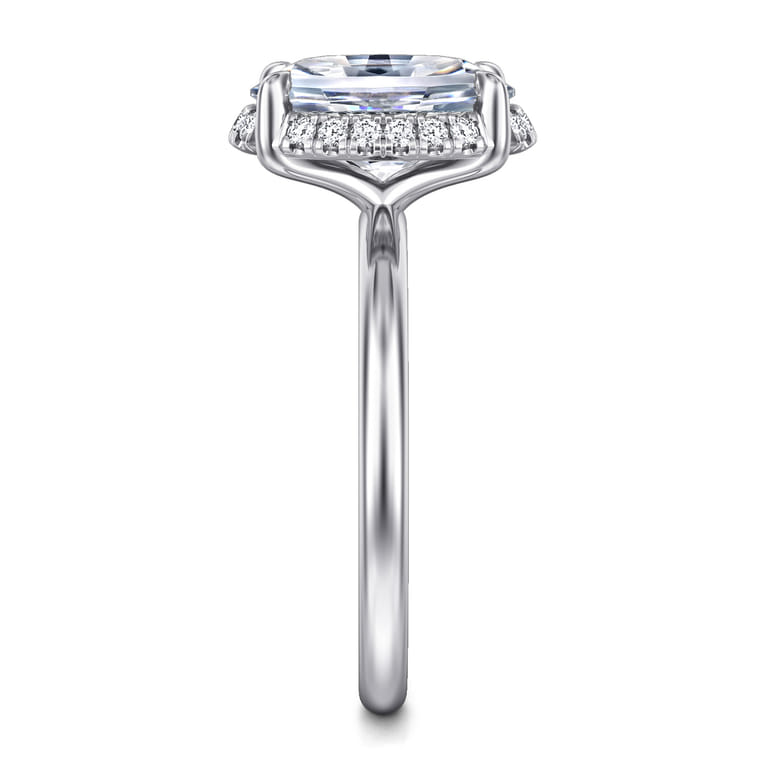 Seattle - 14K White Gold Oval Hidden Halo Diamond Engagement Ring - 0.11 ct - Shot 4