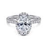 Suede - 14K White Gold Oval Hidden Halo Diamond Engagement Ring - 0.3 ct