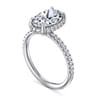 Suede - 14K White Gold Oval Hidden Halo Diamond Engagement Ring - 0.3 ct
