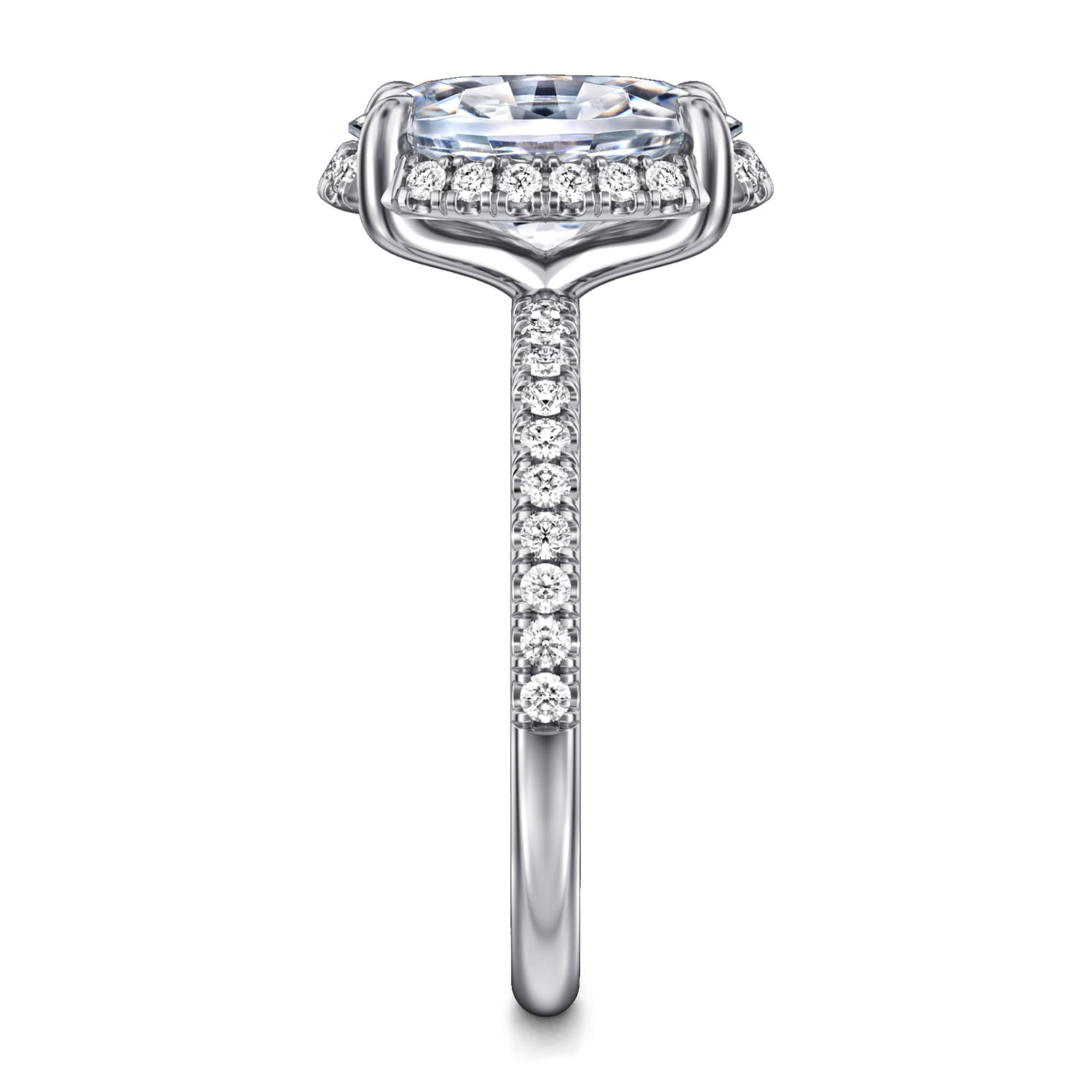Suede - 14K White Gold Oval Hidden Halo Diamond Engagement Ring - 0.3 ct - Shot 4