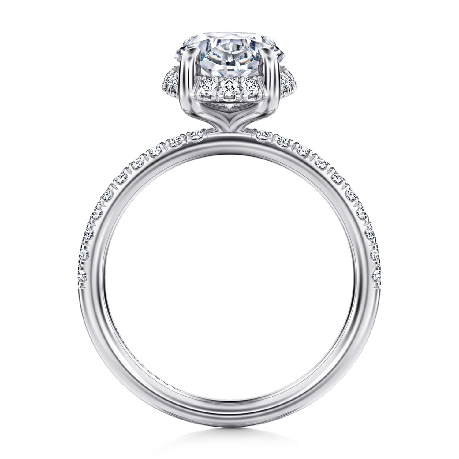 Suede - 14K White Gold Oval Hidden Halo Diamond Engagement Ring - 0.3 ct - Shot 2