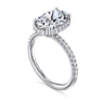 Suede - 14K White Gold Oval Hidden Halo Diamond Engagement Ring - 0.3 ct