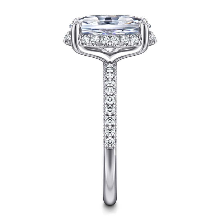 Suede - 14K White Gold Oval Hidden Halo Diamond Engagement Ring - 0.3 ct - Shot 5