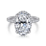 Suede - 14K White Gold Oval Hidden Halo Diamond Engagement Ring - 0.3 ct