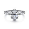 Suede - 14K White Gold Oval Hidden Halo Diamond Engagement Ring - 0.3 ct