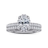 Suede - 14K White Gold Oval Hidden Halo Diamond Engagement Ring - 0.3 ct