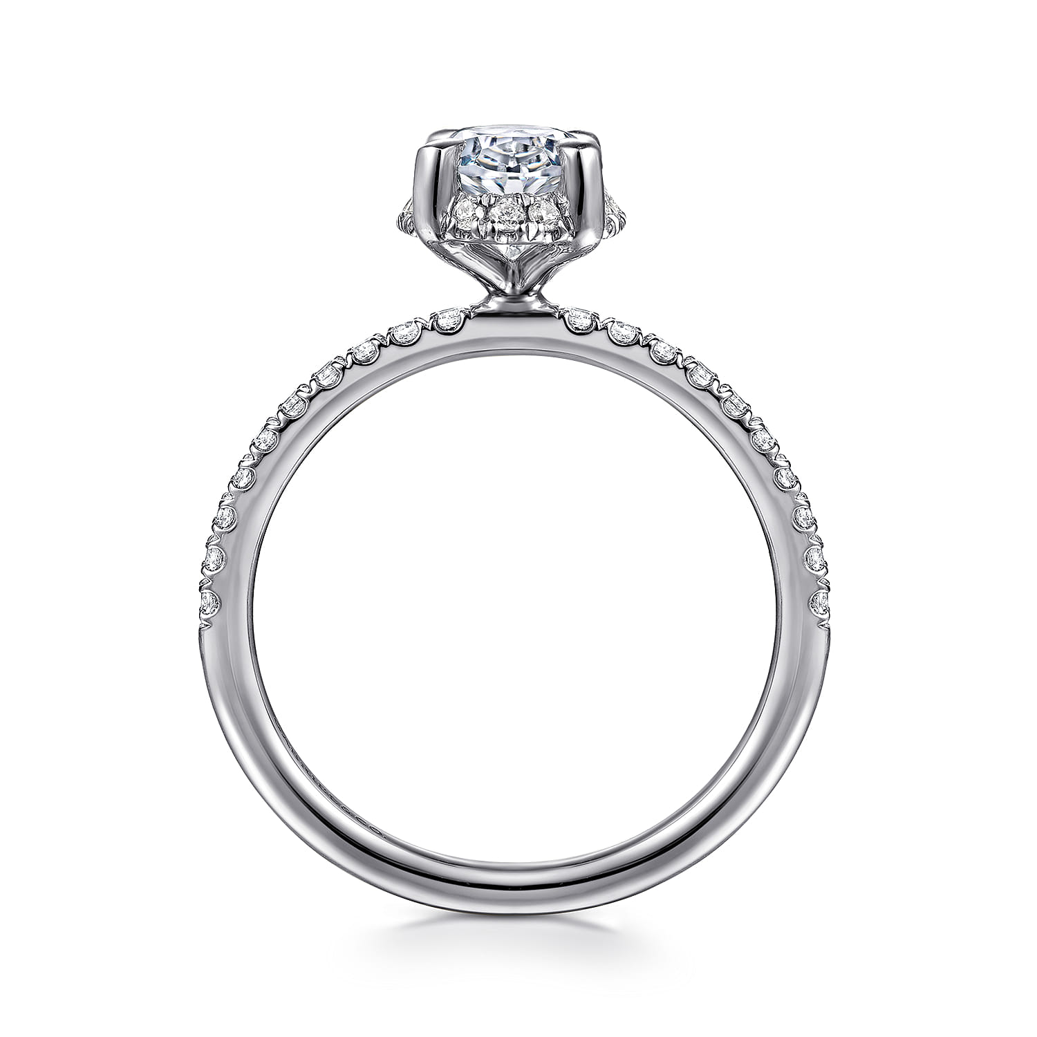 Suede - 14K White Gold Oval Hidden Halo Diamond Engagement Ring - 0.3 ct - Shot 2