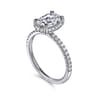 Suede - 14K White Gold Oval Hidden Halo Diamond Engagement Ring - 0.3 ct