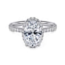 Suede - 14K White Gold Oval Hidden Halo Diamond Engagement Ring - 0.3 ct
