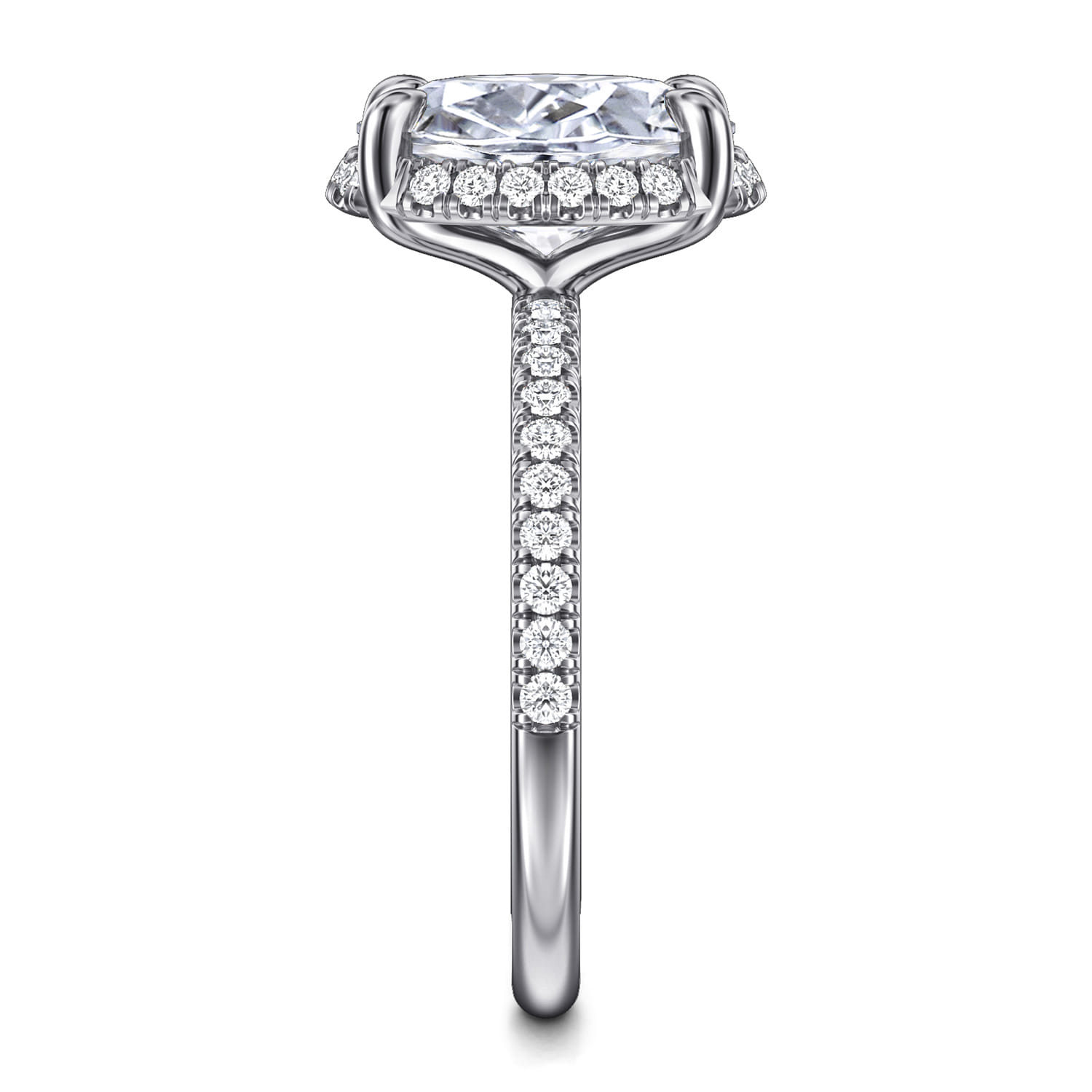 Suede - 14K White Gold Oval Hidden Halo Diamond Engagement Ring - 0.3 ct - Shot 4