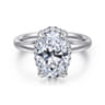 Symphony - 14K White Gold Oval Hidden Halo Diamond Engagement Ring - 0.13 ct