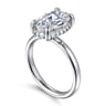 Symphony - 14K White Gold Oval Hidden Halo Diamond Engagement Ring - 0.13 ct