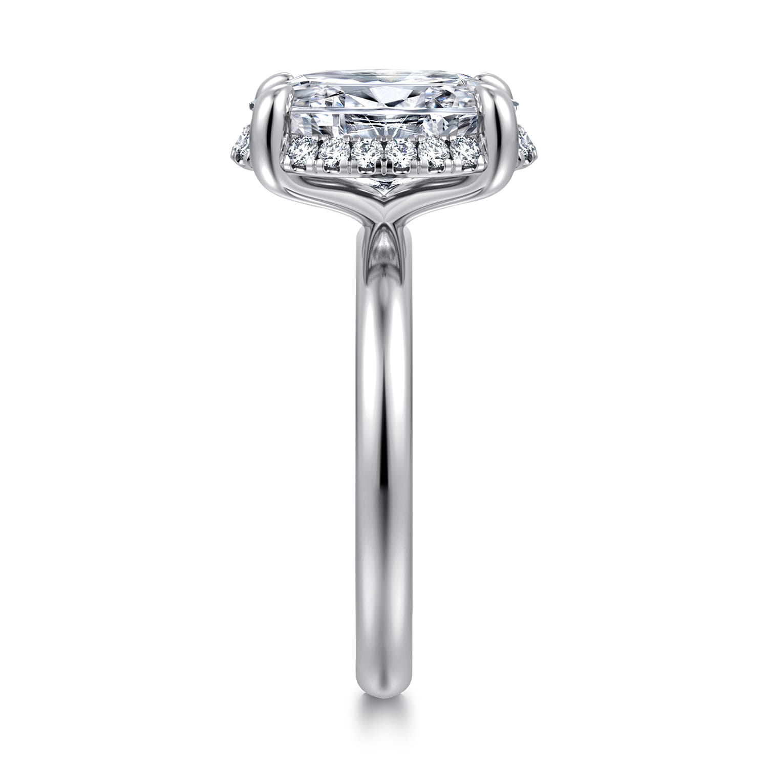 Symphony - 14K White Gold Oval Hidden Halo Diamond Engagement Ring - 0.13 ct - Shot 4