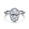 Symphony - 14K White Gold Oval Hidden Halo Diamond Engagement Ring - 0.11 ct