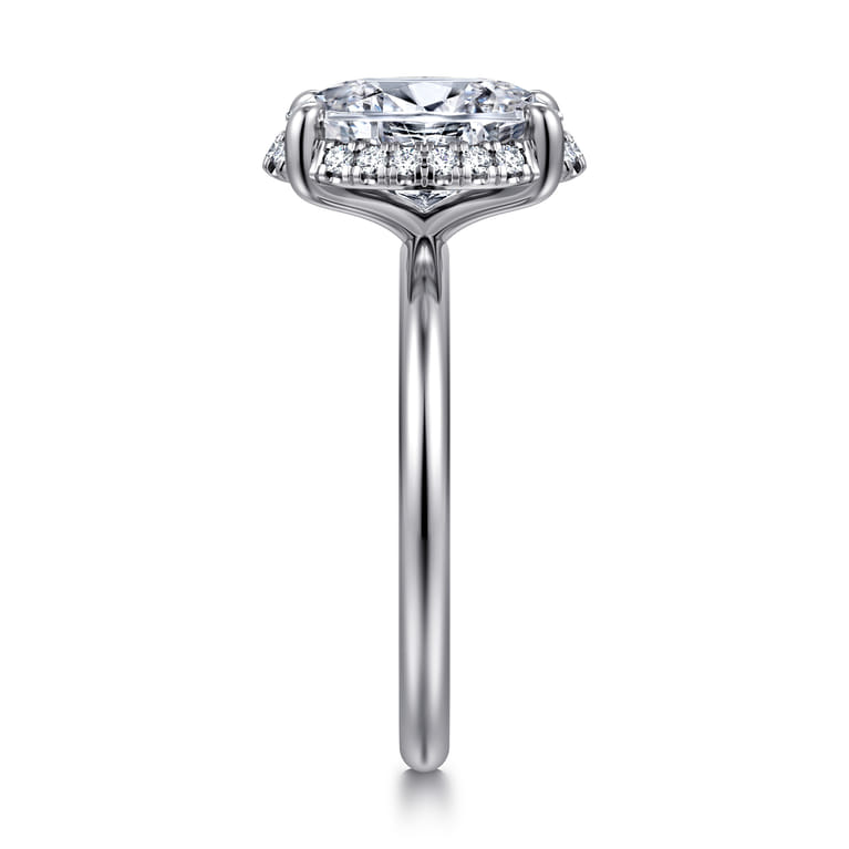 Symphony - 14K White Gold Oval Hidden Halo Diamond Engagement Ring - 0.11 ct - Shot 4