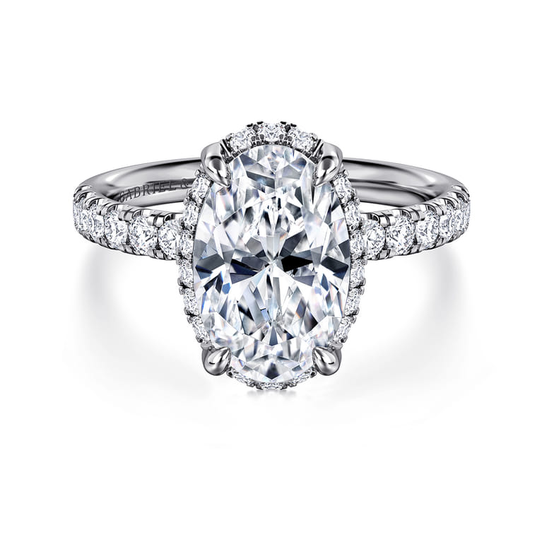 Talisa - 14K White Gold Oval Hidden Halo Diamond Engagement Ring - 0.5 ct - Shot 1