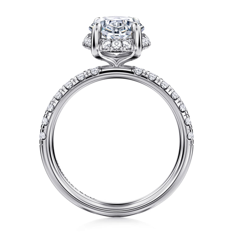 Talisa - 14K White Gold Oval Hidden Halo Diamond Engagement Ring - 0.5 ct - Shot 2