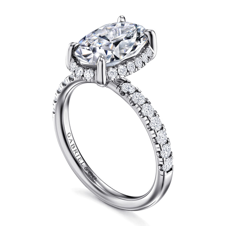 Talisa - 14K White Gold Oval Hidden Halo Diamond Engagement Ring - 0.5 ct - Shot 3