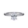 Anuk - 14K White Gold Oval Hidden Halo Diamond Engagement Ring - 0.05 ct