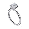 Anuk - 14K White Gold Oval Hidden Halo Diamond Engagement Ring - 0.05 ct