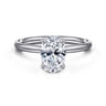 Anuk - 14K White Gold Oval Hidden Halo Diamond Engagement Ring - 0.05 ct