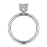 Anuk - 14K White Gold Oval Hidden Halo Diamond Engagement Ring - 0.05 ct