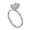 Anuk - 14K White Gold Oval Hidden Halo Diamond Engagement Ring - 0.05 ct