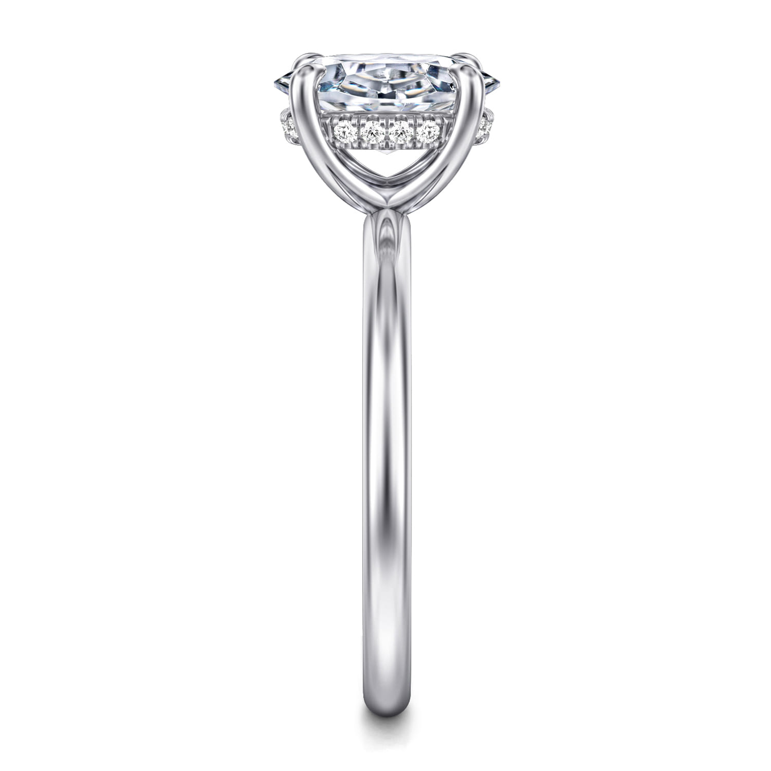 Anuk - 14K White Gold Oval Hidden Halo Diamond Engagement Ring - 0.05 ct - Shot 4