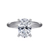 Anuk - 14K White Gold Oval Hidden Halo Diamond Engagement Ring - 0.07 ct