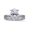 Anuk - 14K White Gold Oval Hidden Halo Diamond Engagement Ring - 0.07 ct