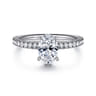 Allison - 14K White Gold Oval Hidden Halo Diamond and Engagement Ring - 0.25 ct