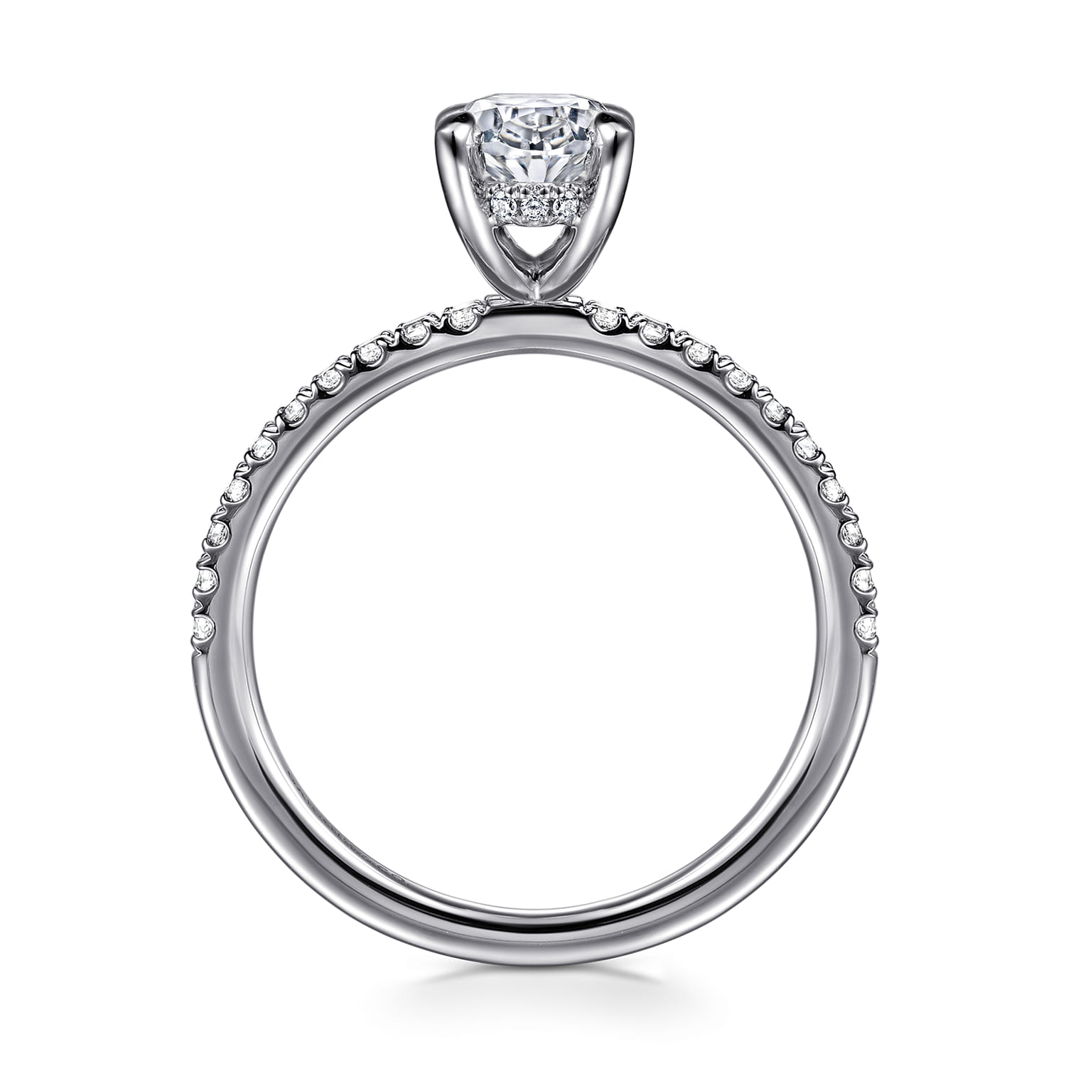 Allison - 14K White Gold Oval Hidden Halo Diamond and Engagement Ring - 0.25 ct - Shot 2
