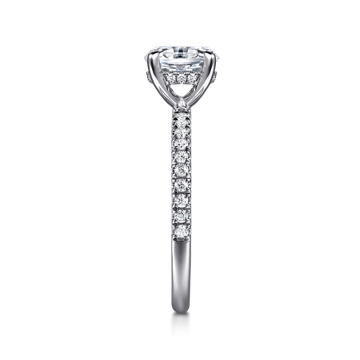 Allison - 14K White Gold Oval Hidden Halo Diamond and Engagement Ring - 0.25 ct - Shot 4