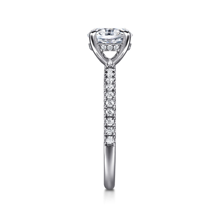 Allison - 14K White Gold Oval Hidden Halo Diamond and Engagement Ring - 0.25 ct - Shot 4