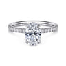 Allison - 14K White Gold Oval Hidden Halo Diamond Engagement Ring - 0.25 ct