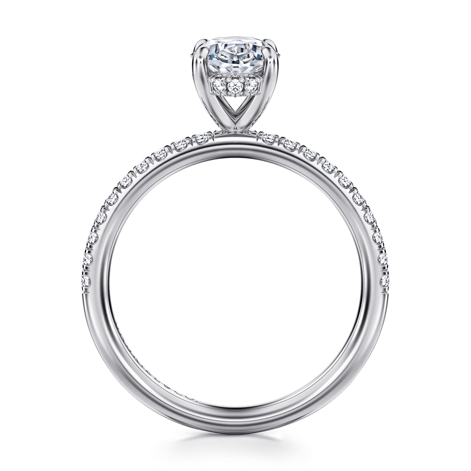 Allison - 14K White Gold Oval Hidden Halo Diamond Engagement Ring - 0.25 ct - Shot 2