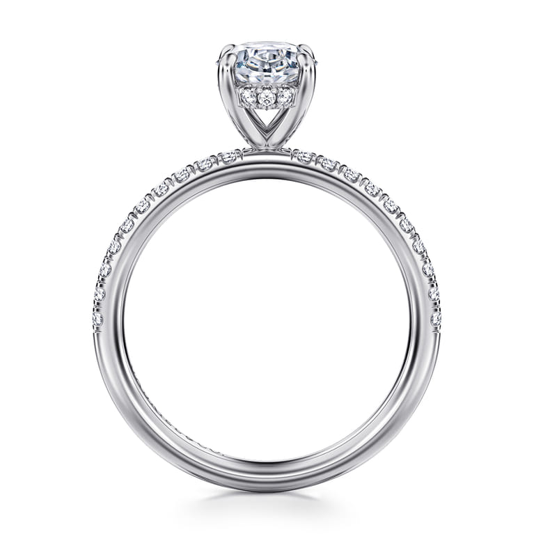 Allison - 14K White Gold Oval Hidden Halo Diamond Engagement Ring - 0.25 ct - Shot 2