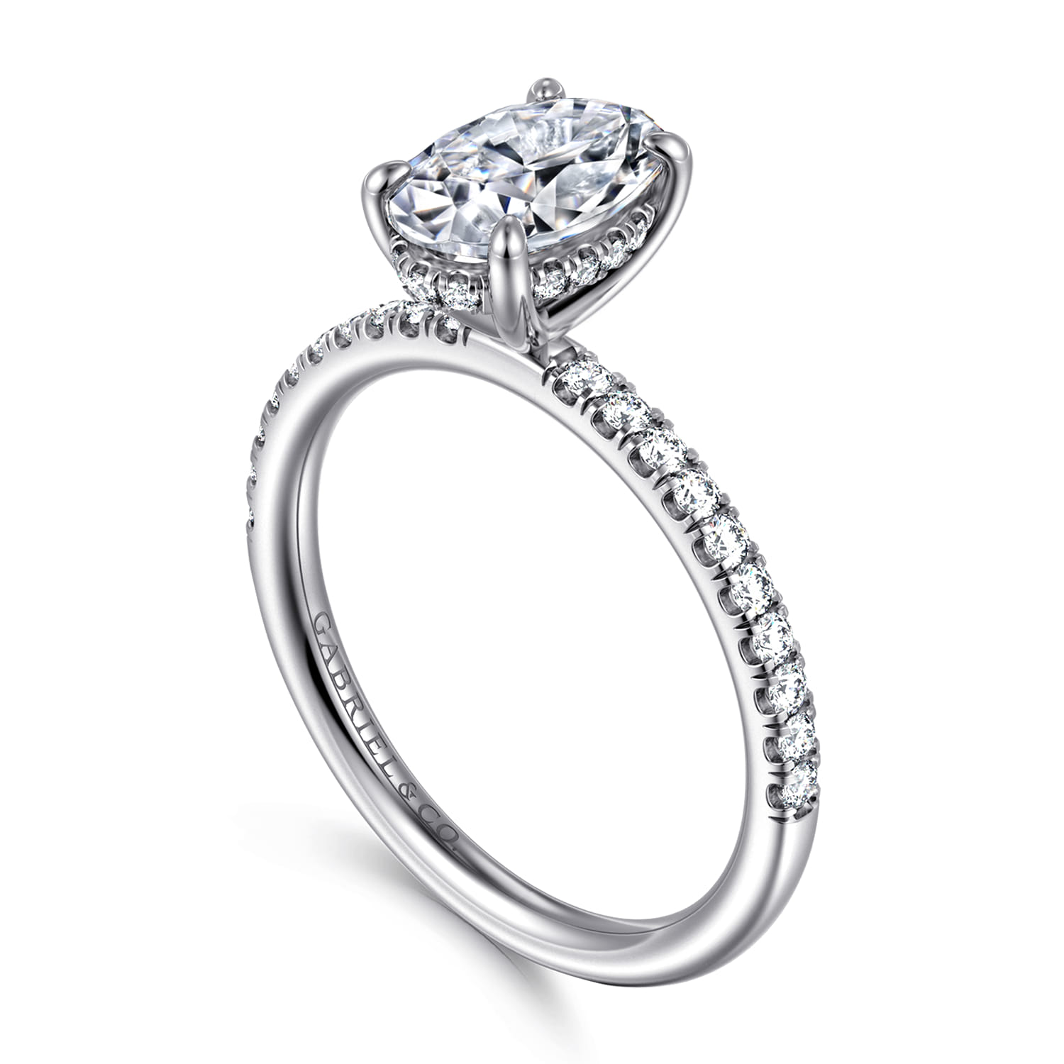 Allison - 14K White Gold Oval Hidden Halo Diamond Engagement Ring - 0.25 ct - Shot 3