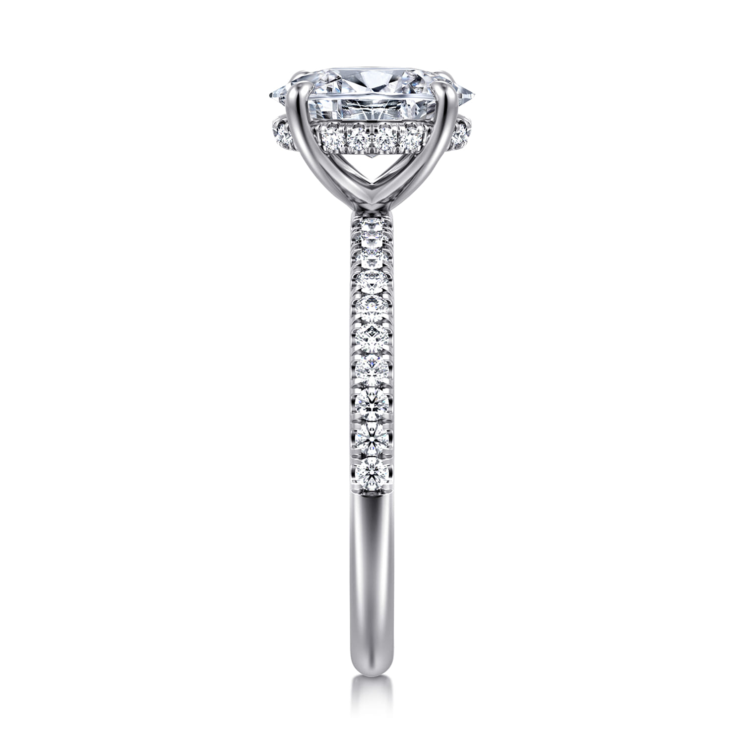 Allison - 14K White Gold Oval Hidden Halo Diamond Engagement Ring - 0.25 ct - Shot 4