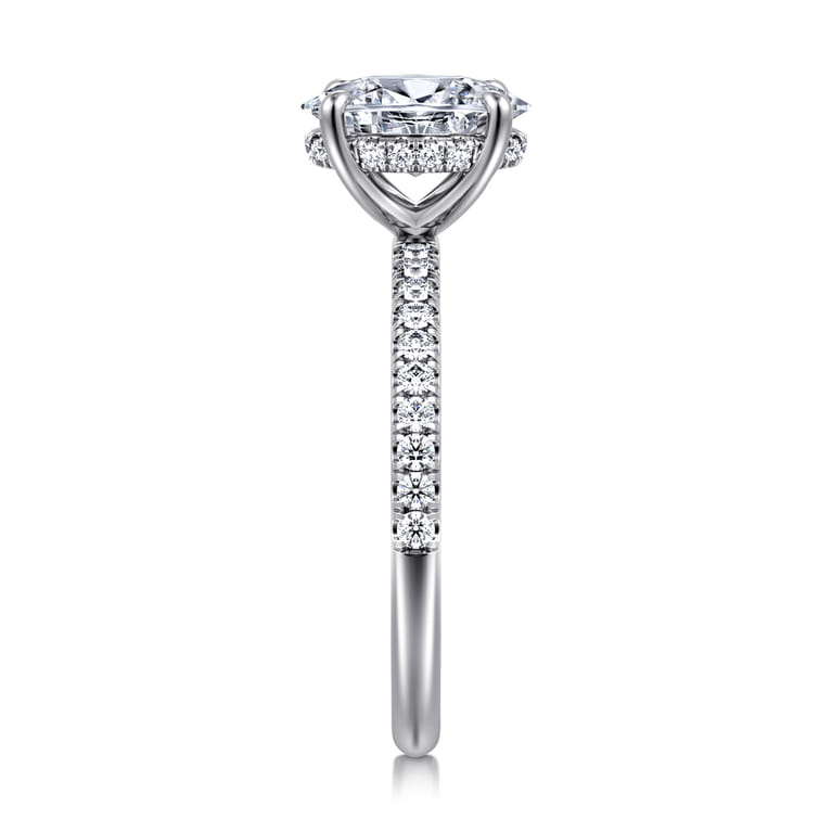 Allison - 14K White Gold Oval Hidden Halo Diamond Engagement Ring - 0.25 ct - Shot 4