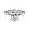 Allison - 14K White Gold Oval Hidden Halo Diamond and Engagement Ring - 0.25 ct