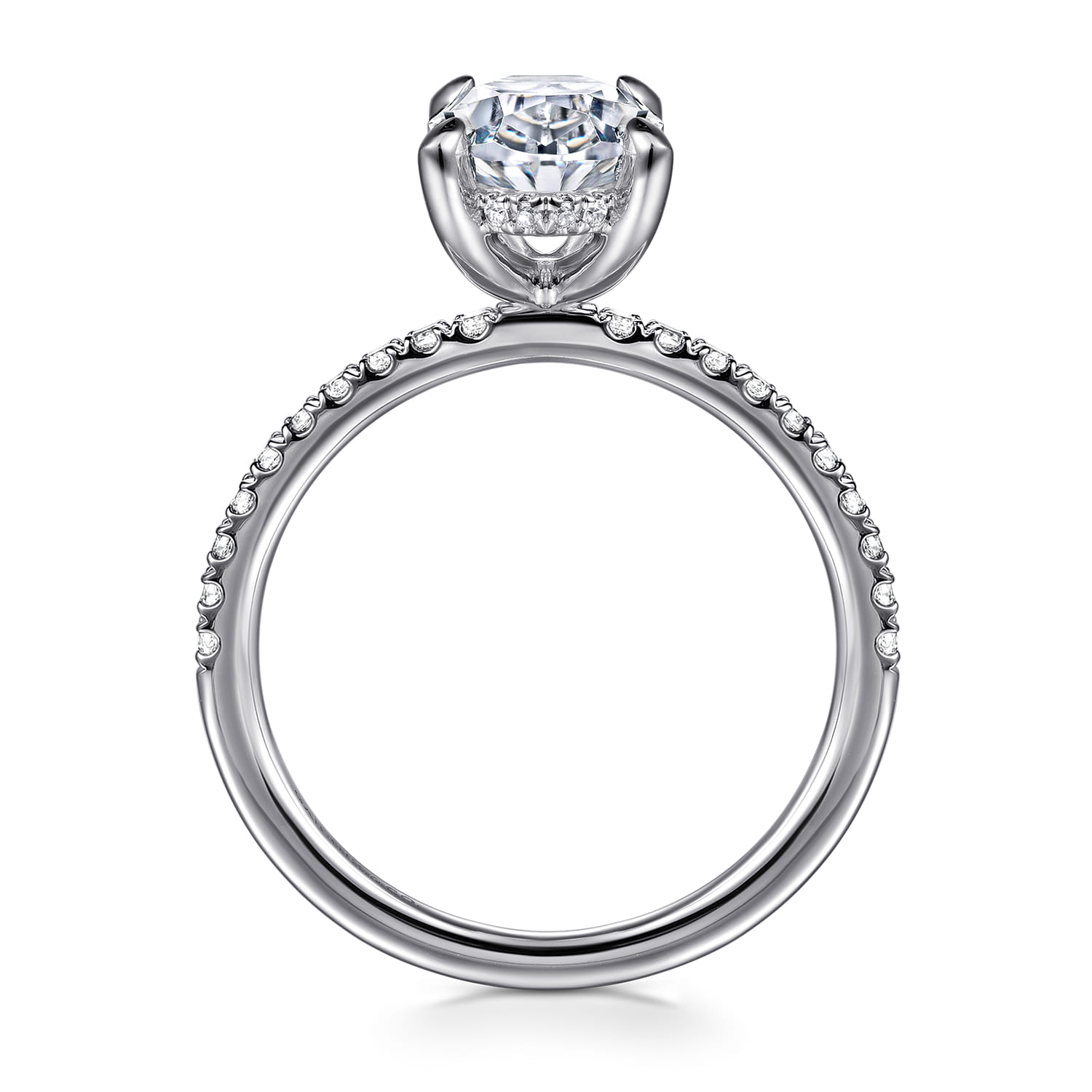 Allison - 14K White Gold Oval Hidden Halo Diamond and Engagement Ring - 0.25 ct - Shot 2