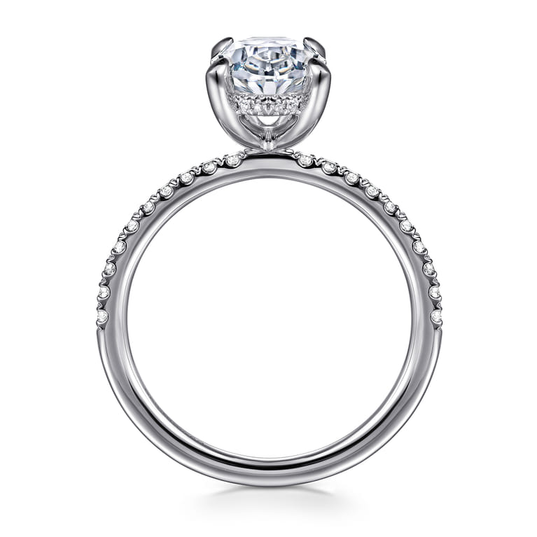 Allison - 14K White Gold Oval Hidden Halo Diamond and Engagement Ring - 0.25 ct - Shot 2
