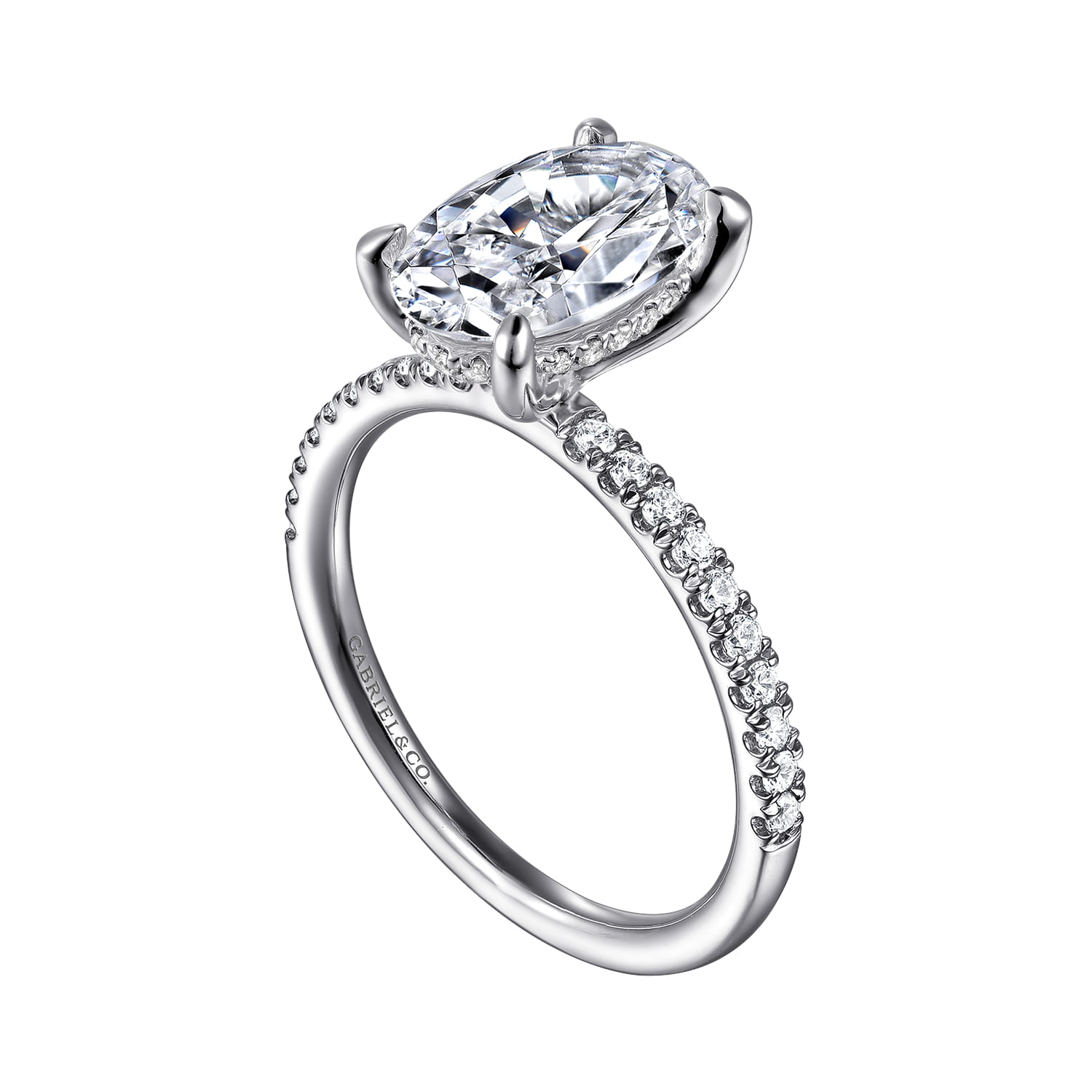 Allison - 14K White Gold Oval Hidden Halo Diamond and Engagement Ring - 0.25 ct - Shot 3