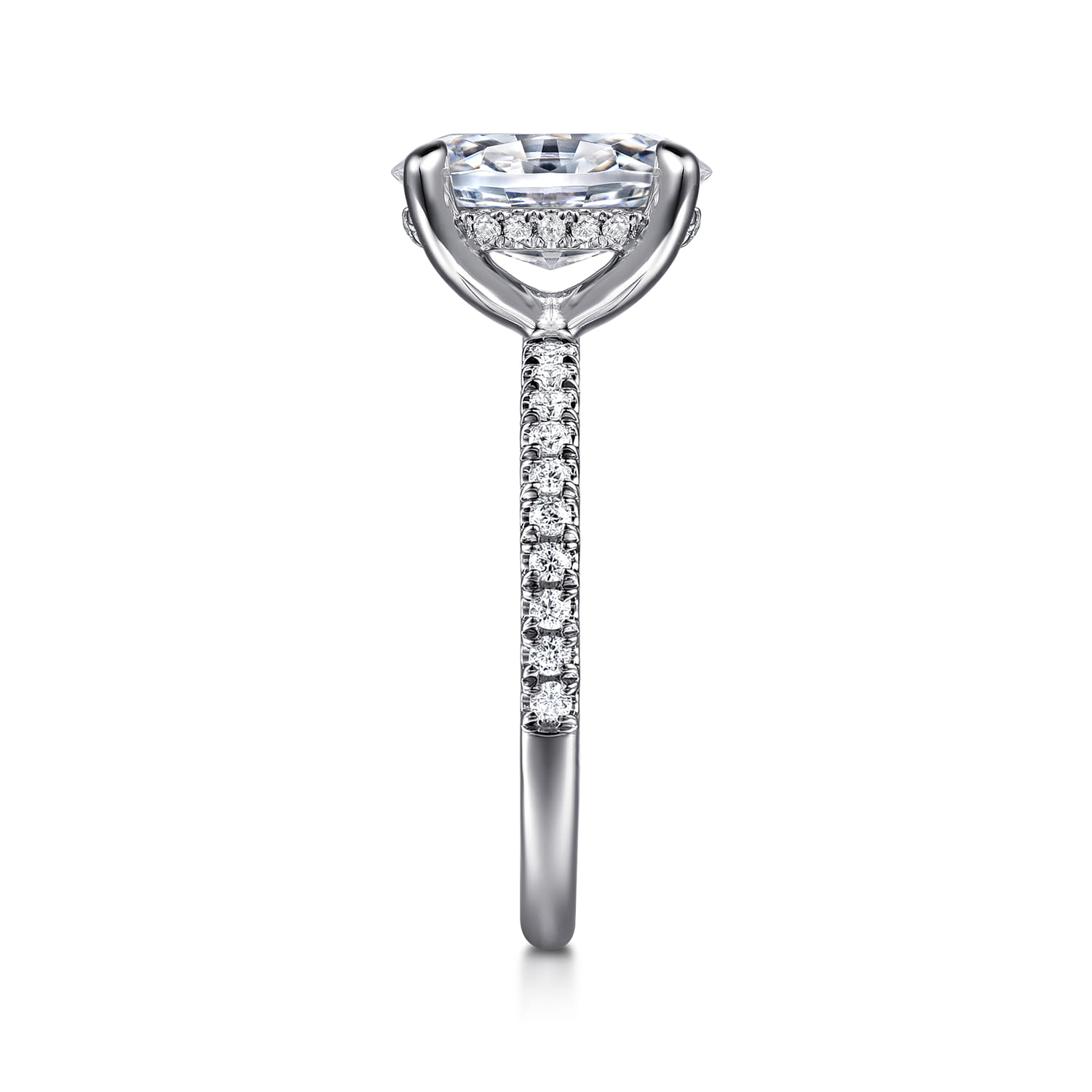 Allison - 14K White Gold Oval Hidden Halo Diamond and Engagement Ring - 0.25 ct - Shot 4