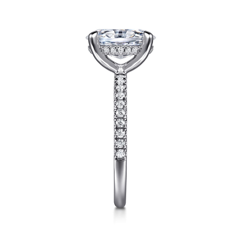 Allison - 14K White Gold Oval Hidden Halo Diamond and Engagement Ring - 0.25 ct - Shot 4